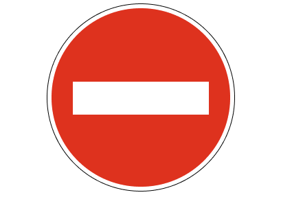 Red circle with thick white horizontal line in the middle to indicate no entry.