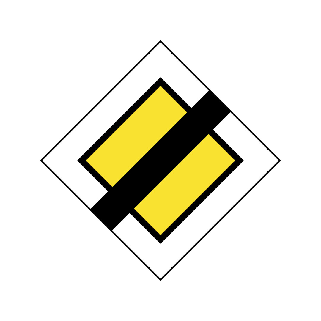 Road sign showing the priority road ends.